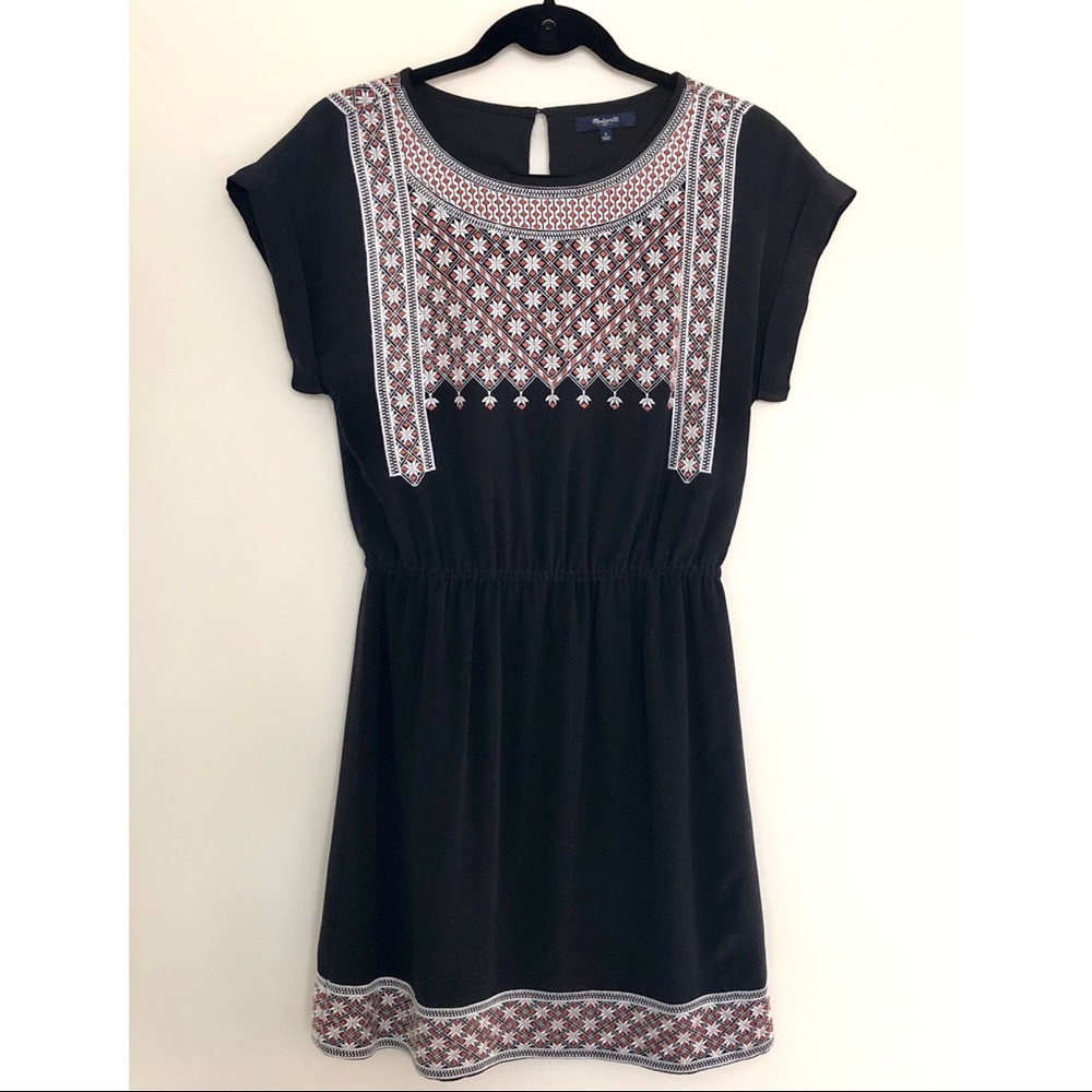 Madewell Starflower Silk Embroidered Dress